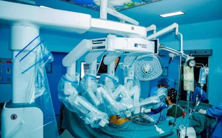 Doctor Observes Robot-Performed Surgery with Interest
