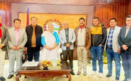 Supporters of Congress’s Special General Convention meet Prime Minister Karki.