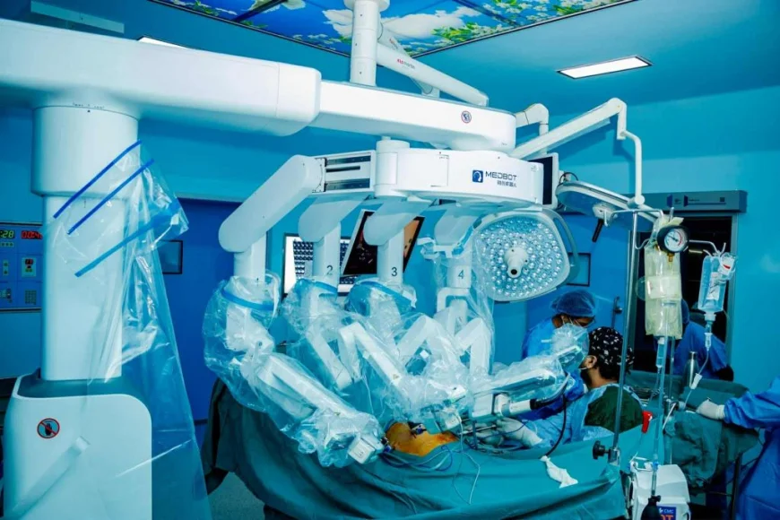 Doctor Observes Robot-Performed Surgery with Interest