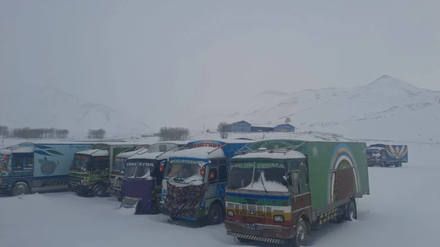 Containers Stranded in Lo Manthang After Heavy Snowfall